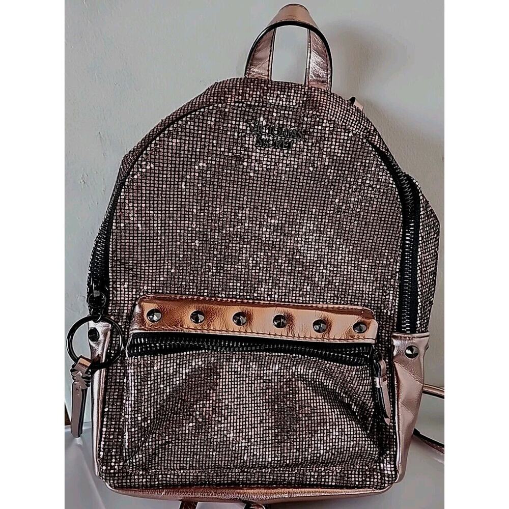 must c BEAUTIFUL Victoria’s Secret PINK Mini City ROSE GOLD rhinestone BACKPACK
